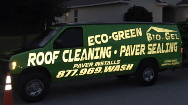 Service vehicle for Eco Green Roof Clean & Pressure Washing