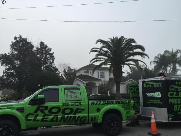 Service vehicle for Eco Green Roof Clean & Pressure Washing