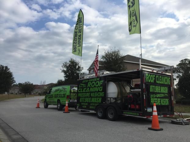 Service vehicle for Eco Green Roof Clean & Pressure Washing